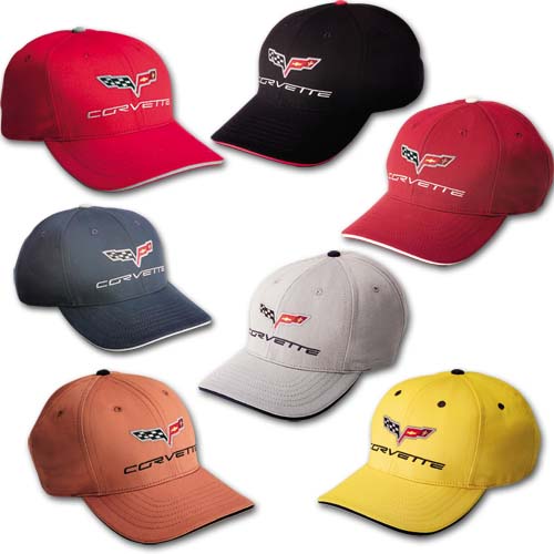 Corvette Fitted Hat Embroidered with C6 Emblem, Sandwich Bill 2005-2013 C6