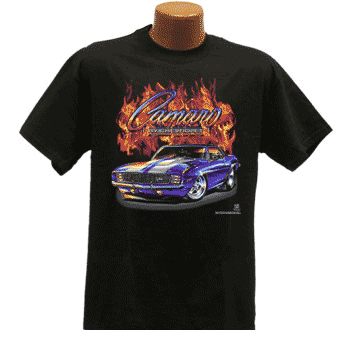 '69 Camaro Flame Black 100% Cotton T-Shirt X-Large -TDC-155