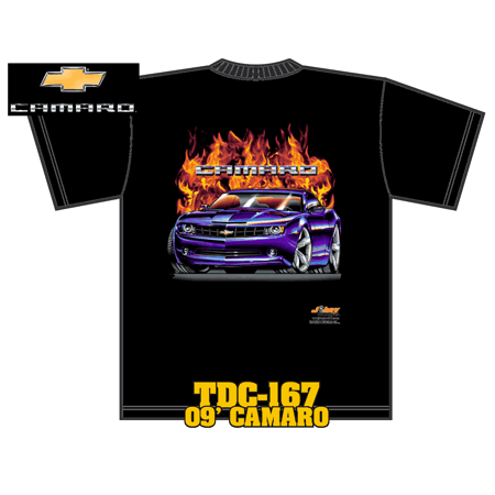 Chevrolet Camaro Black w/Flames 100% Cotton T-shirt Medium -TDC-167