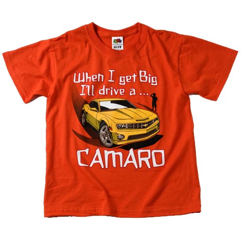 When I Get Big' Camaro Children's Orange Tee shirt -L - 14-16 Youth -WB827