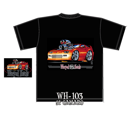 1991 Chevy Camaro Black Warped Heads Tee Shirt Small -WH-103