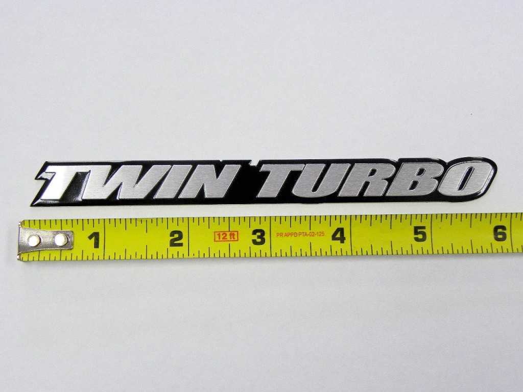 "Twin Turbo" Lettering Emblem Plate Fender Badge