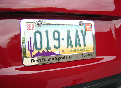 "Best Damn Sports Car...Period" Corvette License Plate Frame