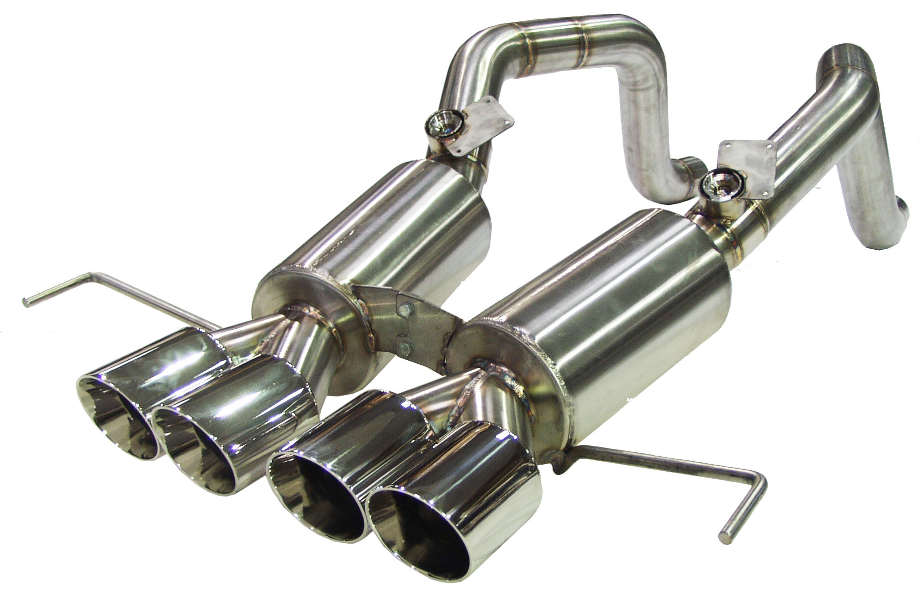 B&B 2014 + C7 Corvette Bullet Exhaust System, QUAD 4.5" DOUBLE WALL OVAL TIPS