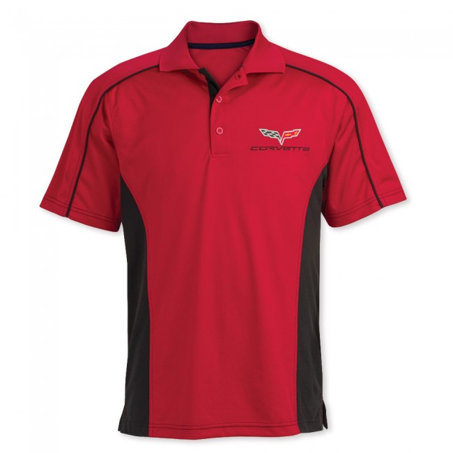 C6 Corvette, Mens C6 Performance Colorblock Polo - Red/Black