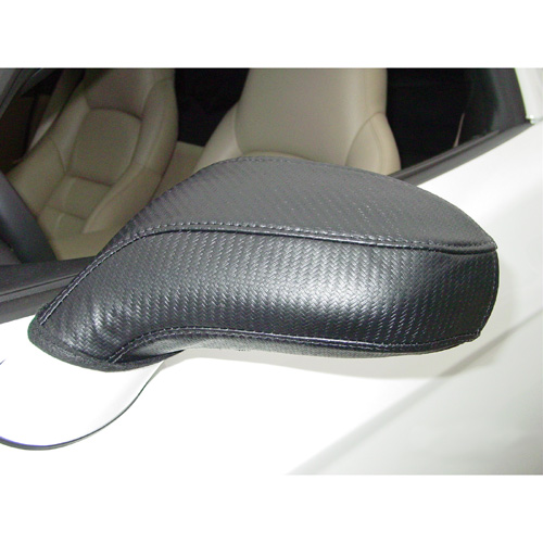 C7 Corvette Stingray, 2014-2016 Mirror Bra Protectors Covers, Pair, Black Carbon Fiber Embossed Vinyl