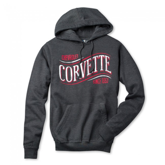 Corvette Wave Hooded Sweatshirt,  
Heather Black