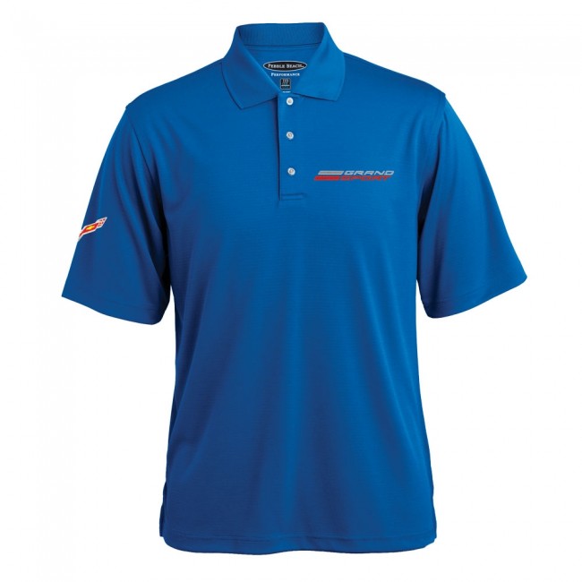 C7 Corvette, Mens Grand Sport Texture Polo - Cobalt