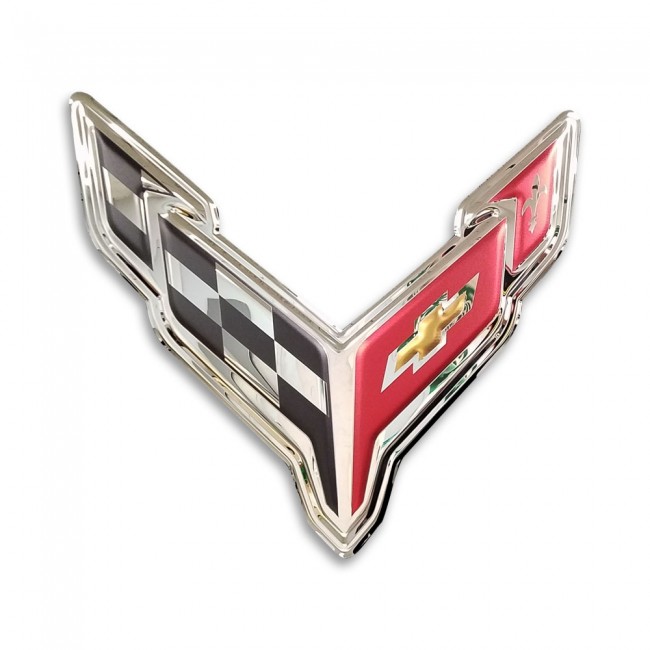 C8 Corvette, Next Generation C8 Corvette Crossed Flags Emblem Sign 18"W x 19"H