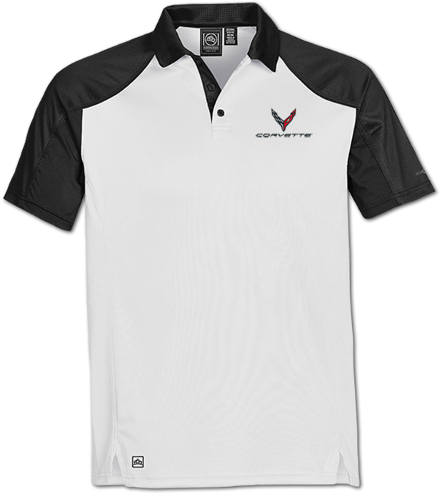 C8 Corvette, Men's White/Black Corvette Next Gen Vector Polo Shirt