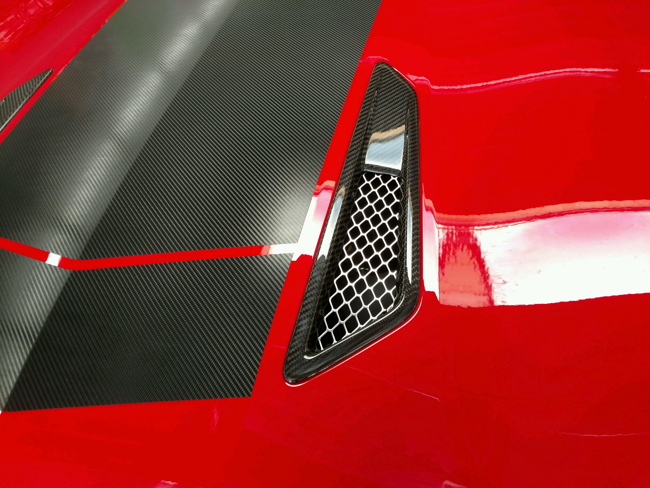2016 - 2018 Chevy Camaro Real Carbon Fiber Heat Extractor Hood Vent Trim, 3 times larger