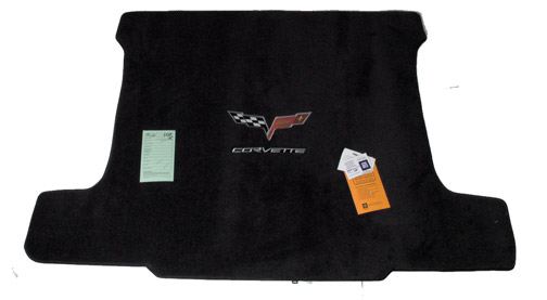 C6 Corvette Ebony Cargo Mat with C6 Logo & Corvette Script - Coupe