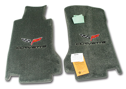 C6 Corvette Red Floor Mats with C6 Logo & Corvette Script