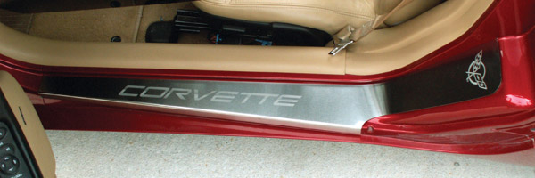 Inner Door Sill Covers - Brushed Stainless Steel, C5 Corvette, NO Logos