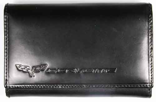 C6 Corvette Black Italian Leather Ladies Clutch Style Wallet By MotorHead Products -MH-1588