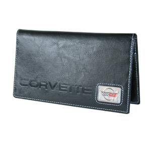 C4 Corvette Brown Leather Checkbook Cover By MotorHead Products -MH-1564