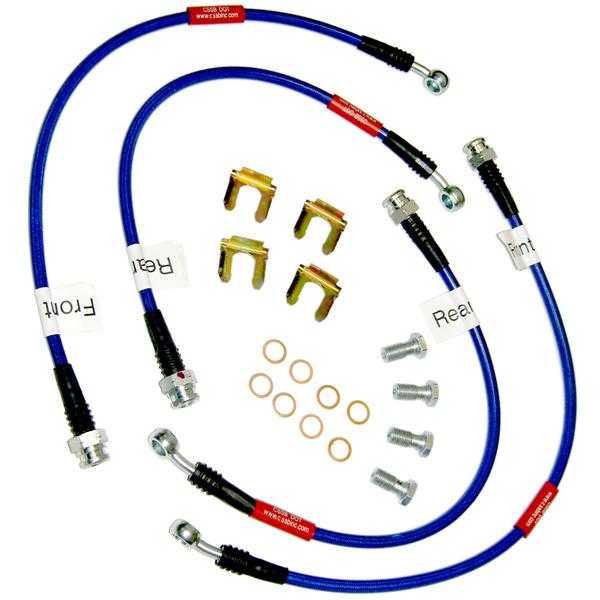 C6 Corvette SS Brake Line Kit, Braided Stainless Steel with Blue Cover